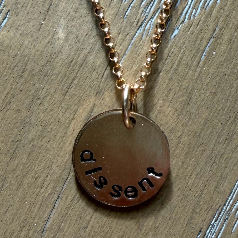 “Dissent” 💛 🖤 Gold Pendant Necklace